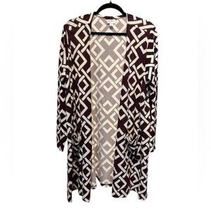 NWT LulaRoe Women’s Brown/Burgundy/Cream Caroline” Long Sleeve Cardigan - XL